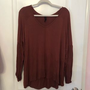 Brown Long-Sleeved Flowy Shirt